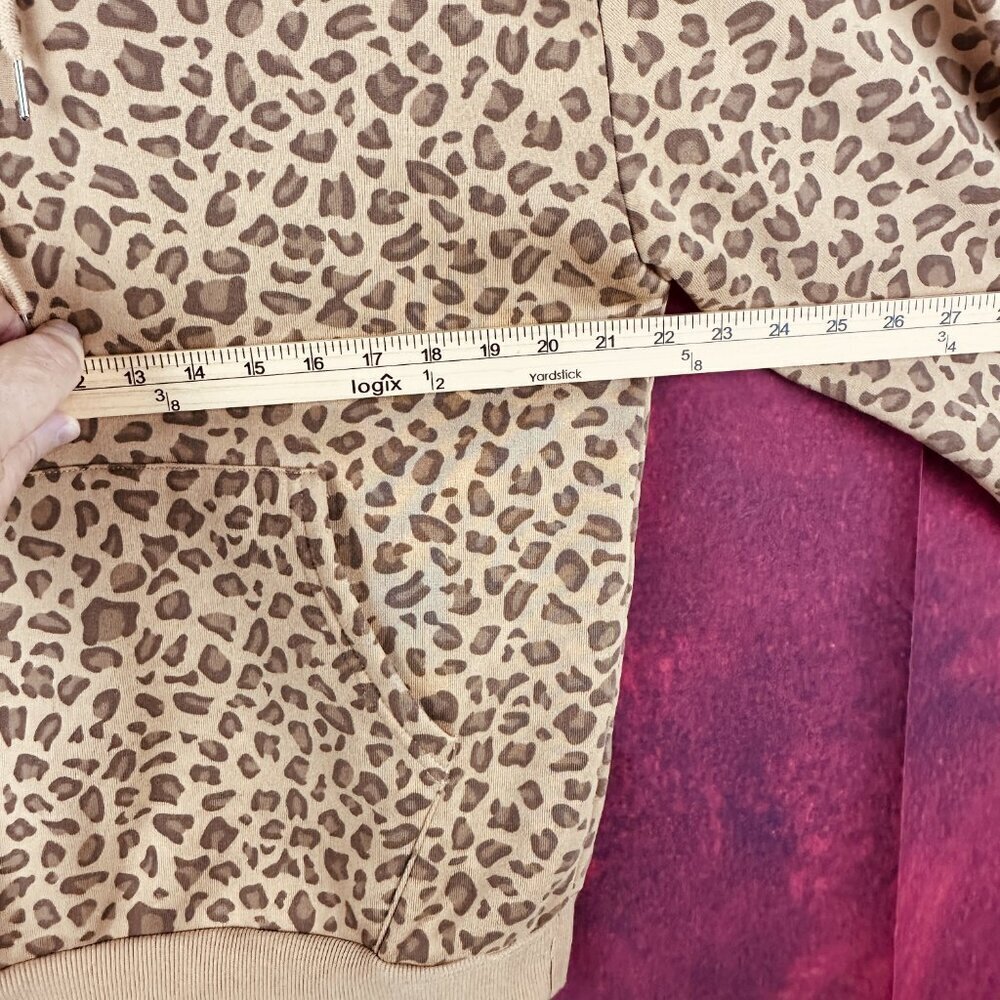 SHEIN WOMEN'S PULLOVER HOODIE, CHEETAH PRINT, KANGAROO POCKETS, SOFT FLEECE, L - Picture 6 of 10